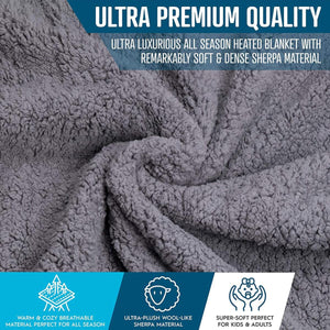 Zone Tech 12V Sherpa Fleece Travel Blanket - Grey