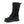 Black leather lace up boot with side zipper and textured fabric panel