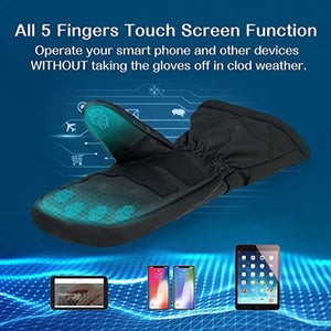 Mount Tec black mitten with touchscreen compatible fingertips displayed over digital device icons