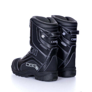 DSG Outerwear black winter boots with white stitching and snowflake logo