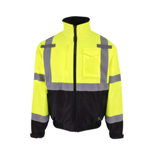 Radians high visibility yellow and black safety jacket with reflective strips