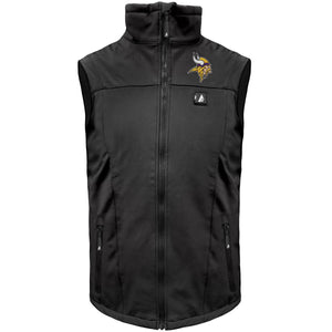 Black heated vest with Minnesota Vikings logo on chest