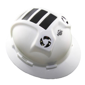 Kool Breeze white hard hat with integrated solar panels and cooling fans