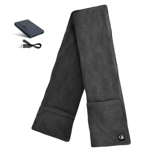 ActionHeat black fleece heated scarf with power bank and charging cable
