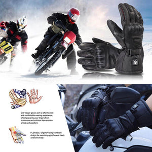 Vbiger black leather motorcycle gloves with protective knuckle padding and adjustable wrist straps
