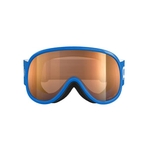 POC blue ski goggles with orange reflective lens