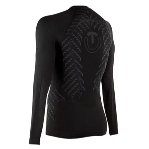 Therm-ic black long sleeve base layer shirt with back ventilation pattern