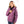 Woman wearing a purple quilted heated jacket with a hood