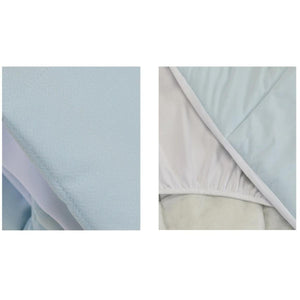 Outlast light blue quilted mattress protector fabric detail