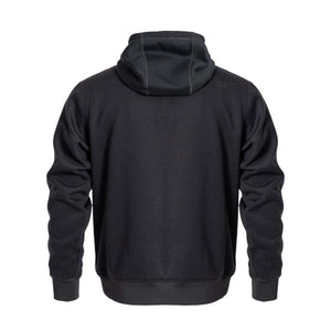 Back view of a black Mobile Warming hooded sweatshirt