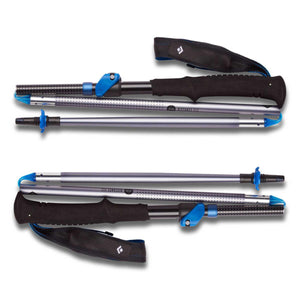 Black Diamond Distance FLZ trekking poles folded in silver and black