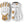 Hestra white and tan leather ski gloves with protective knuckle padding