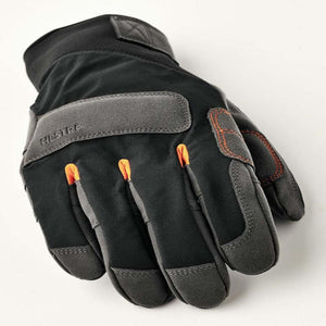 Hestra black and grey work glove with orange accents