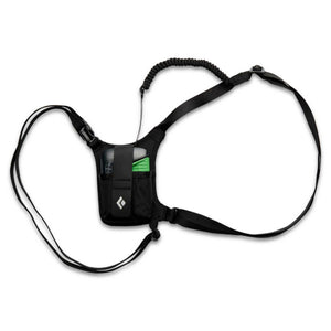 Black Diamond chest harness with integrated radio holster and coiled tether