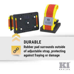 K1 Ice Cleats featuring a rubber pad and adjustable strap to prevent fraying