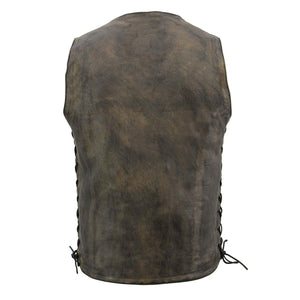 Milwaukee Leather Men's Brown Distressed 10 Pocket Vest