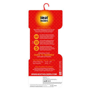 Heat Holders product packaging back panel with thermal performance information and TOG rating chart