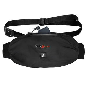 ActionHeat black heated waist pouch with power bank and adjustable strap