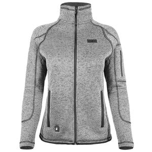 ActionHeat women grey heathered knit fleece jacket with full front zipper and side pockets