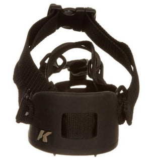 Black rubber heel traction device with adjustable nylon straps and buckle