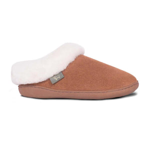 Cloud Nine Sheepskin tan suede mule slipper with white sheepskin lining