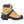 Tan leather work boot with black rubber heel ice cleat attachment