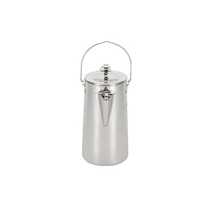 Stainless steel percolator coffee pot with a wire handle