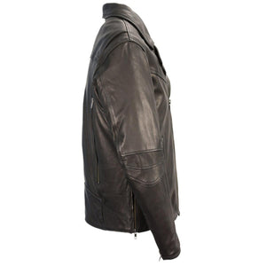 Milwaukee Leather Men's Lightweight Triple Stitch Extra Long Beltless Biker Jacket