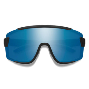 Smith Optics performance sunglasses with black frame and blue mirrored lens