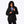 Woman wearing a black Mobile Warming hooded jacket