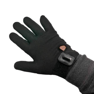 Warm and Safe black heated glove liner with battery port on wrist