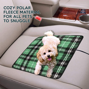 Zone Tech 12V Car Mini Heated Travel Blanket Pad - Green Plaid