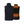 Black heated vest showing front view and back view with orange heating elements