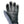 Black leather palm glove with grey fabric back and thumb