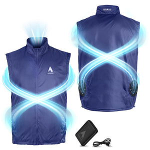 Alphacool blue cooling vest with integrated fans and portable power bank