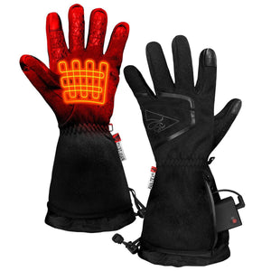 ActionHeat black heated gloves with glowing orange heating element graphic