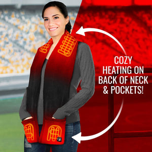 ActionHeat scarf with highlighted heating elements on the neck and pockets