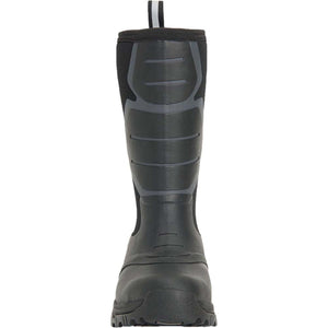 Muck black waterproof rubber work boot with grey reinforced shin guard
