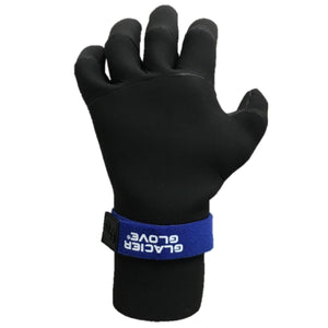 Black Glacier Glove neoprene glove with blue wrist strap