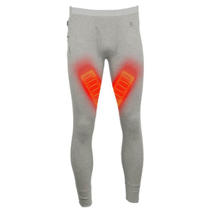 Mobile Warming grey thermal leggings with highlighted heating elements on thighs