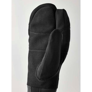 Black split finger mitten with reinforced palm stitching