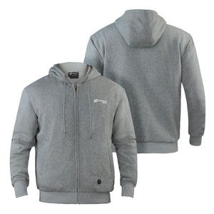 Venture Heat grey zip up hoodie shown from front and back views