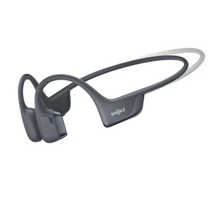 Shokz bone conduction headphones in grey with wraparound frame