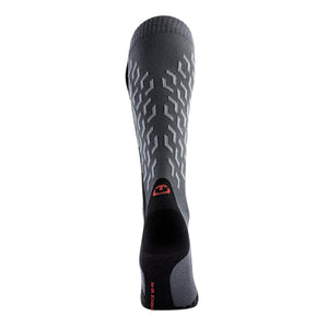 Therm-ic grey and black performance ski sock with geometric pattern