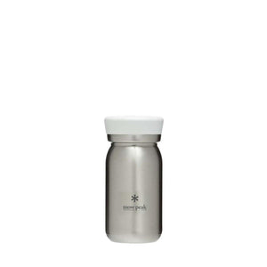 Snow Peak stainless steel water bottle with white cap