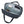 Open dark grey travel pouch with internal mesh pockets containing a phone, earbuds, keys, and charging cable