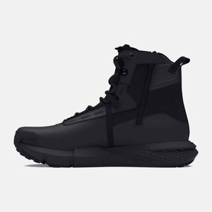 Under Armour black high top tactical boot with side zipper and lace up closure