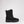 Black quilted winter boot with front zipper and thick platform sole