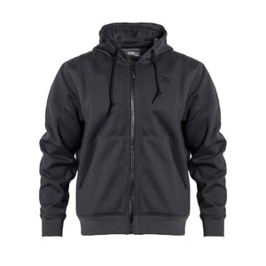 Mobile Warming charcoal grey zip up hoodie with front pockets and drawstring hood