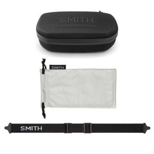 Smith hard shell case, microfiber storage bag, and adjustable eyewear strap